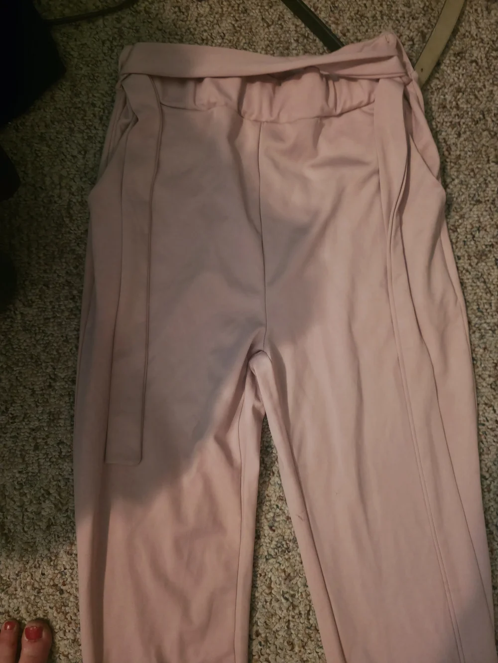 2 High-Waist Paperbag Tie Pants - Black & Blush